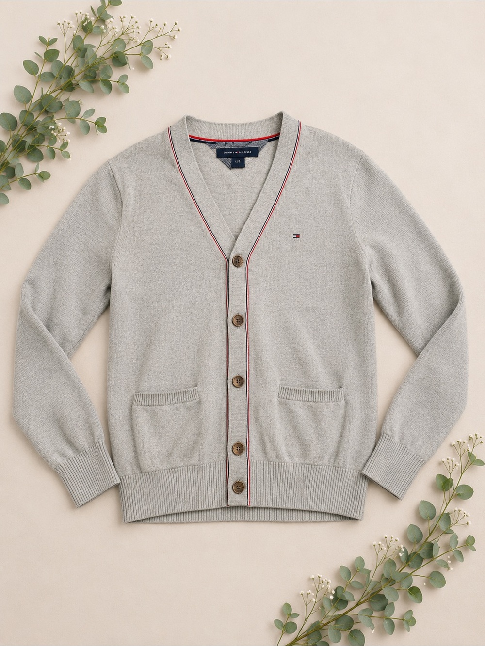 Vintage Tommy Hilfiger Schoolboy Cardigan | Preppy Gray Knit | Classic Logo